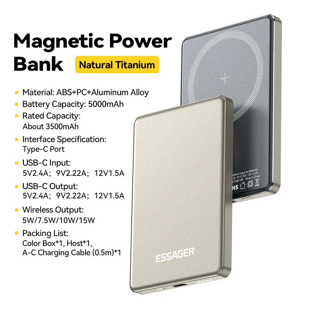 Powerbank Wireless Magnética Premium 5000mAh