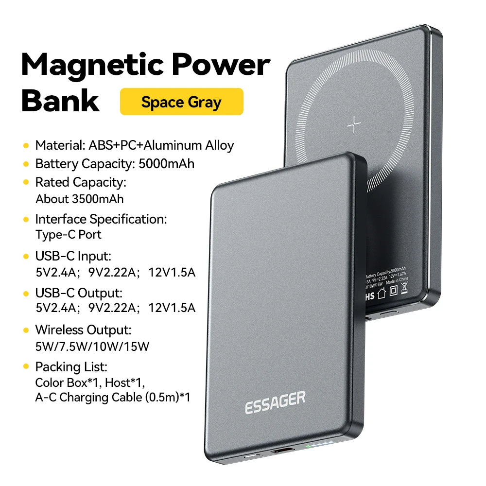 Powerbank Wireless Magnética Premium 5000mAh