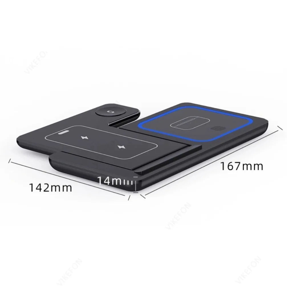 Carregador Wireless 3 em 1 Dobrável para iPhone, Apple Watch e AirPods