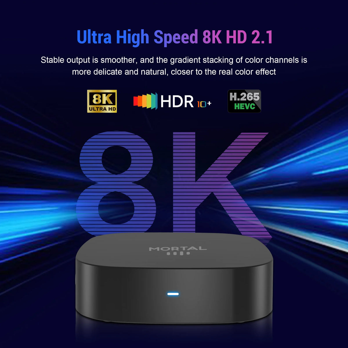 TV Box Android 16 8K com 8GB RAM, 128GB armazenamento e Wi-Fi Dual Band para entretenimento em alta qualidade.