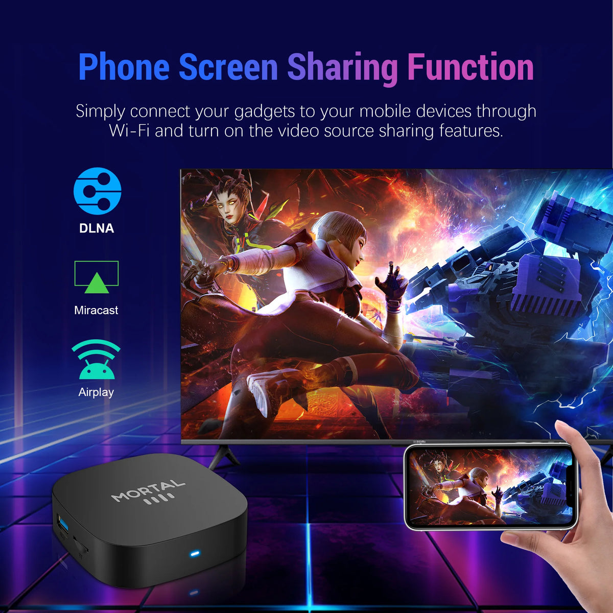 TV Box Android 16 8K com 8GB RAM, 128GB armazenamento e Wi-Fi Dual Band para entretenimento em alta qualidade.